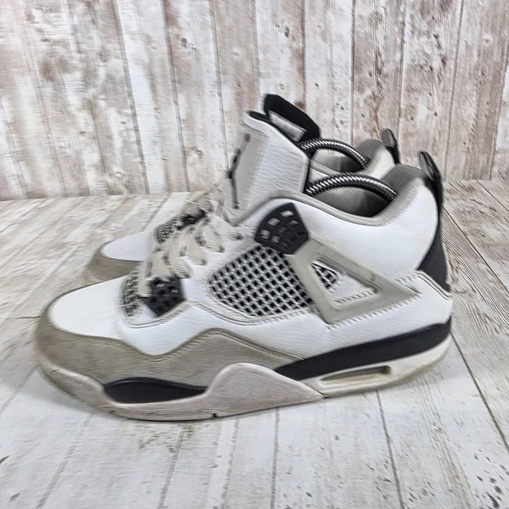 Jordan 4 Retro Military Black Kids Sneakers White Grey DH6927-111 Size 7Y